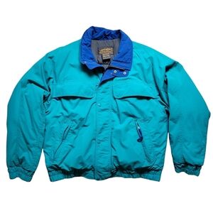 Eddie Bauer Vintage Teal/Blue Goose Down Fill Puffer Winter Coat, Men Size L